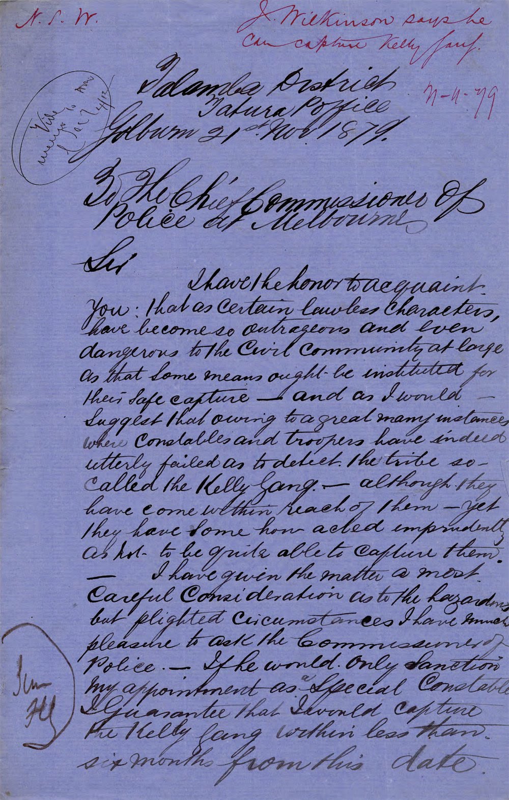 First page of the Jerilderie Letter